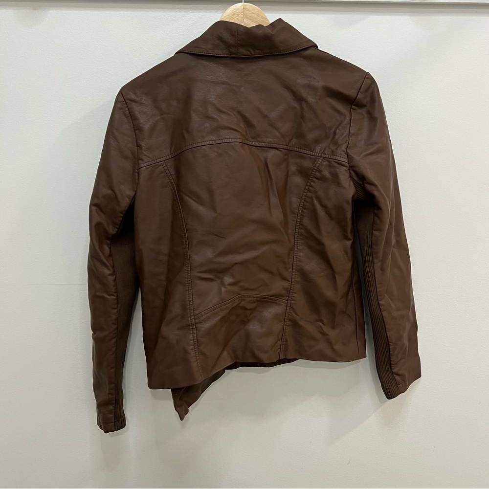 NWT BB Dakota Faux Leather Jacket w/ Zipper & Asymmetrical Collar - Picture 3 of 10